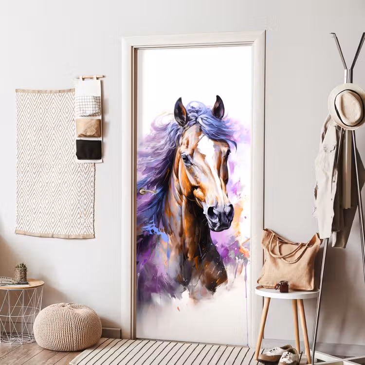 Deursticker - Paard - Dieren - Meiden - Paars - Bruin — 8