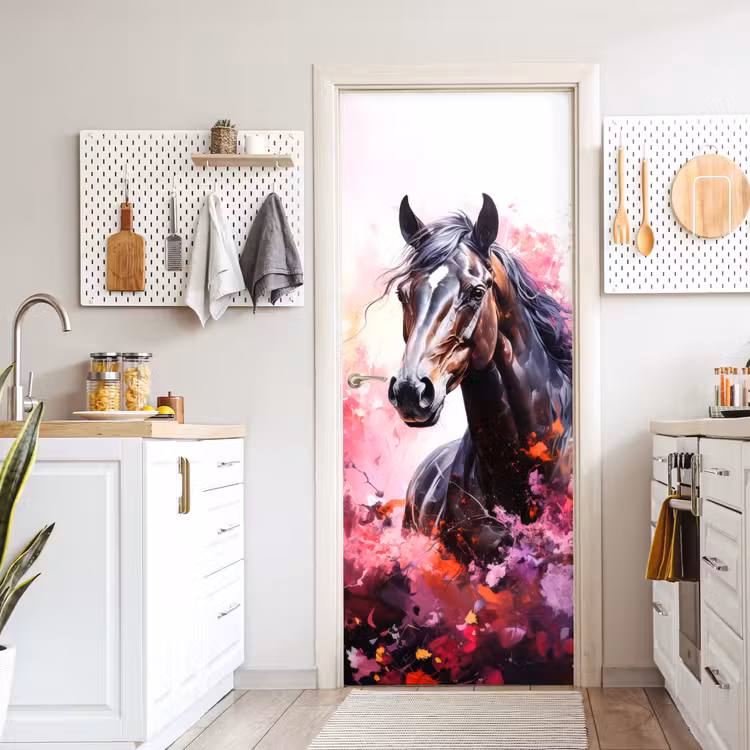 Deursticker - Paard - Dieren - Meisje - Roze — 7
