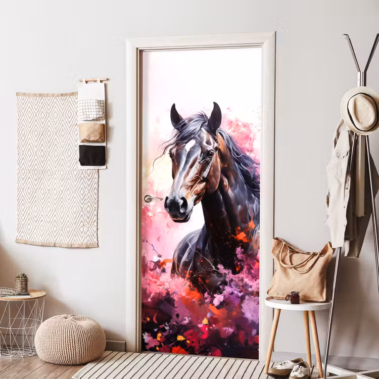 Deursticker - Paard - Dieren - Meisje - Roze — 8