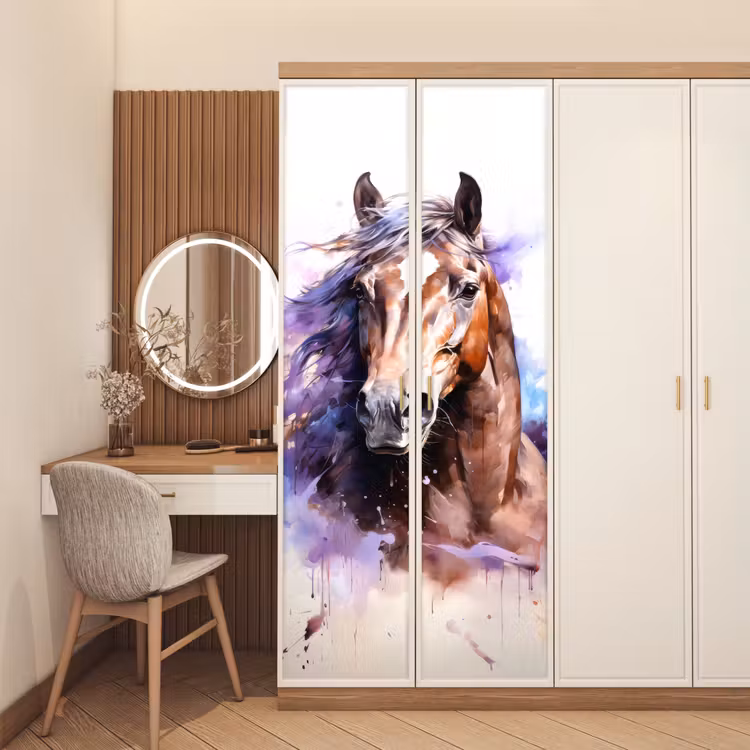 Deursticker - Paard - Dieren - Meisjes - Paars - Bruin — 5