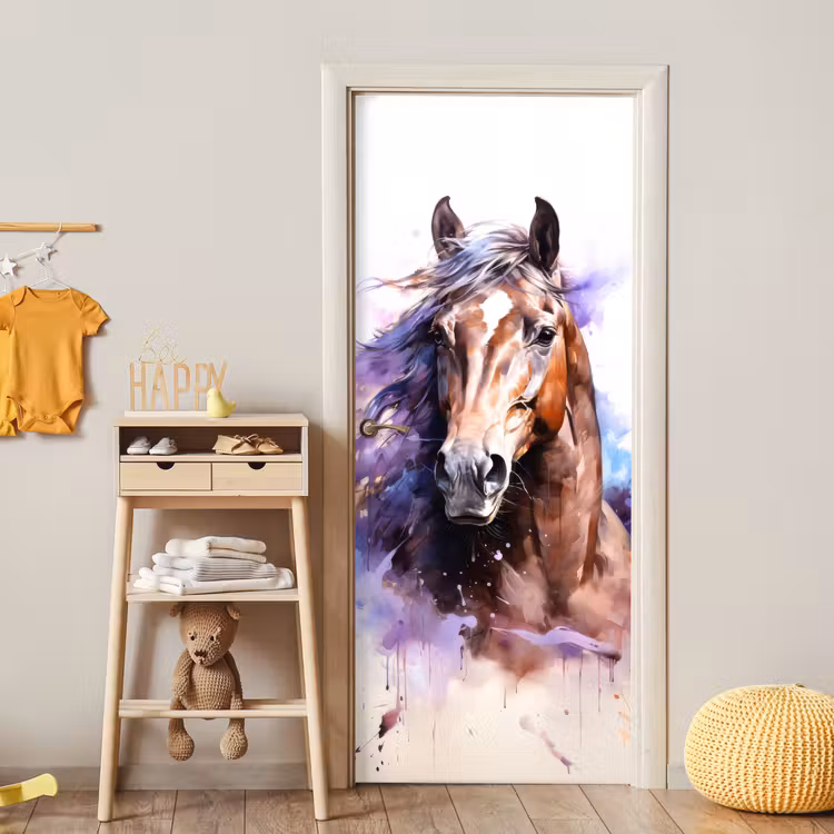 Deursticker - Paard - Dieren - Meisjes - Paars - Bruin — 6