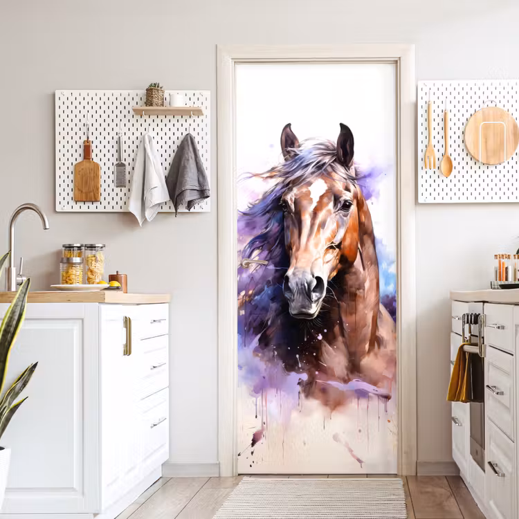 Deursticker - Paard - Dieren - Meisjes - Paars - Bruin — 7