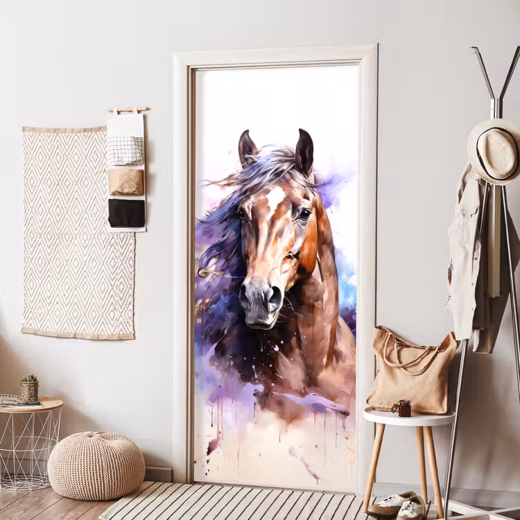 Deursticker - Paard - Dieren - Meisjes - Paars - Bruin — 8