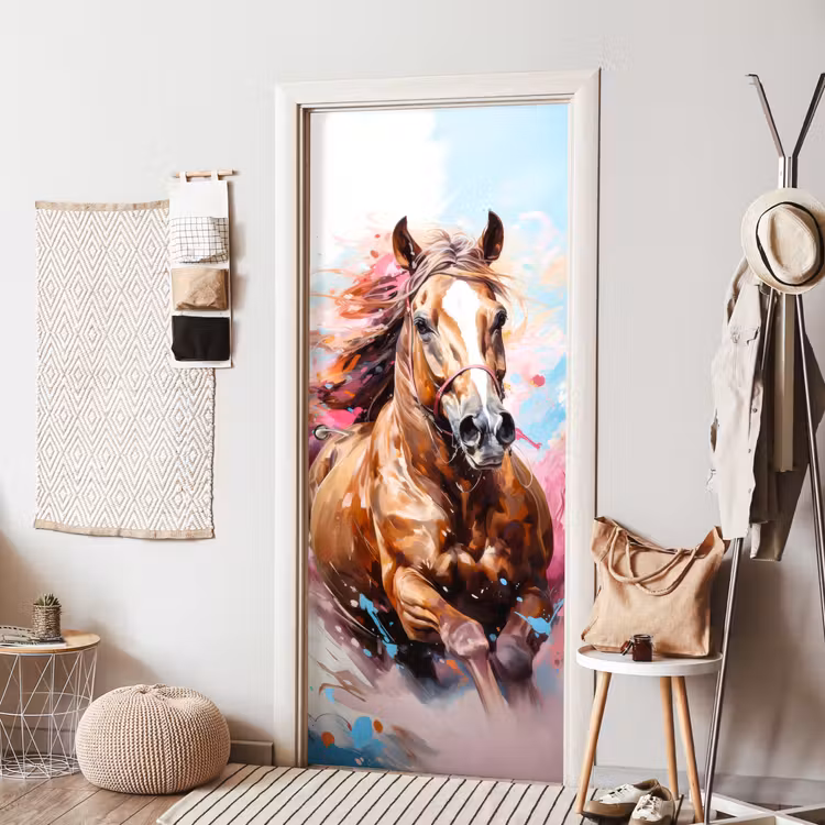 Deursticker - Paard - Meisjes - Blauw - Roze — 8