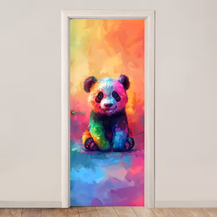 Deursticker - Panda - Dieren - Kleurrijk - Neon — 1