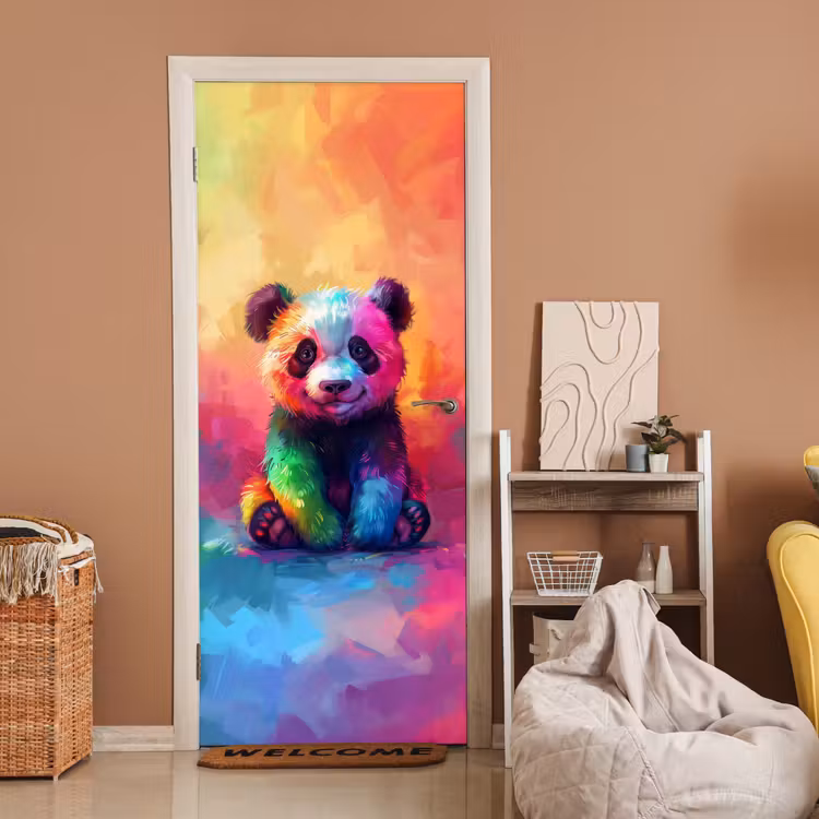 Deursticker - Panda - Dieren - Kleurrijk - Neon — 2