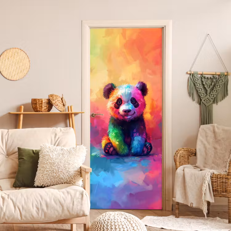 Deursticker - Panda - Dieren - Kleurrijk - Neon — 4