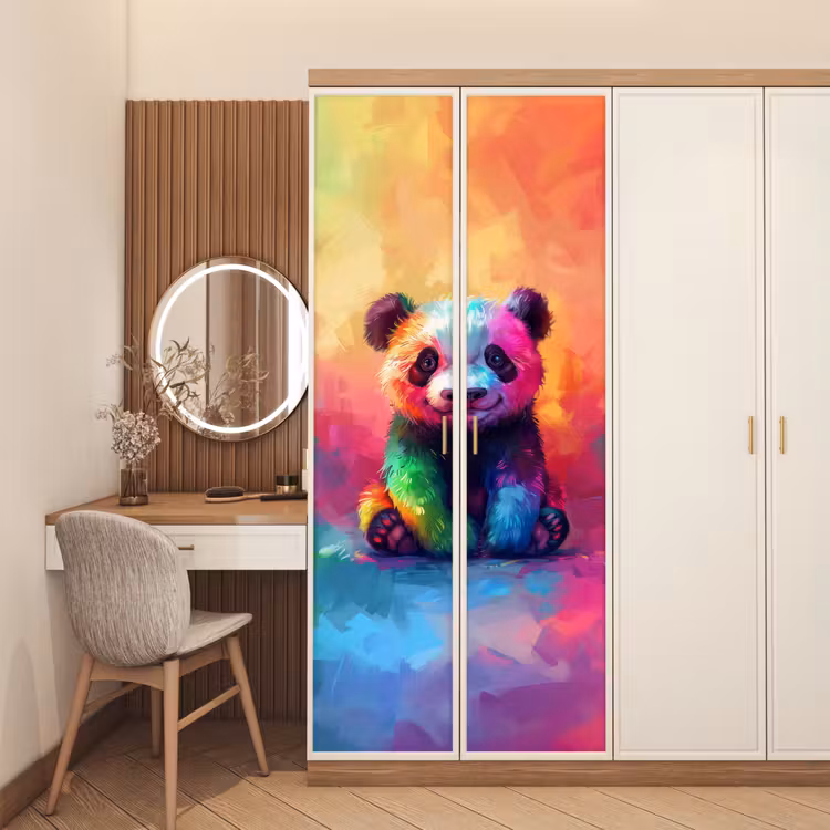 Deursticker - Panda - Dieren - Kleurrijk - Neon — 5