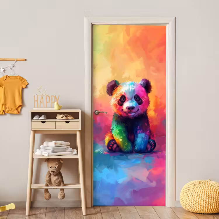 Deursticker - Panda - Dieren - Kleurrijk - Neon — 6