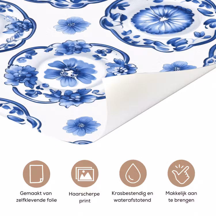 Deursticker - Sierborden - Bloemen - Blauw — 3