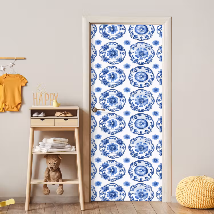 Deursticker - Sierborden - Bloemen - Blauw — 6