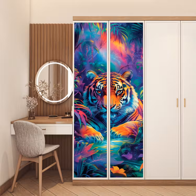 Deursticker - Tijger - Dier - Jungle - Kleurrijk — 5