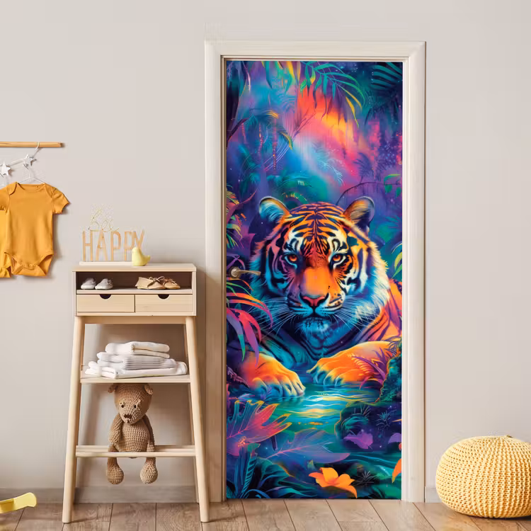 Deursticker - Tijger - Dier - Jungle - Kleurrijk — 6