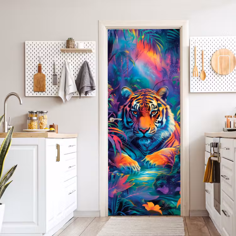 Deursticker - Tijger - Dier - Jungle - Kleurrijk — 7
