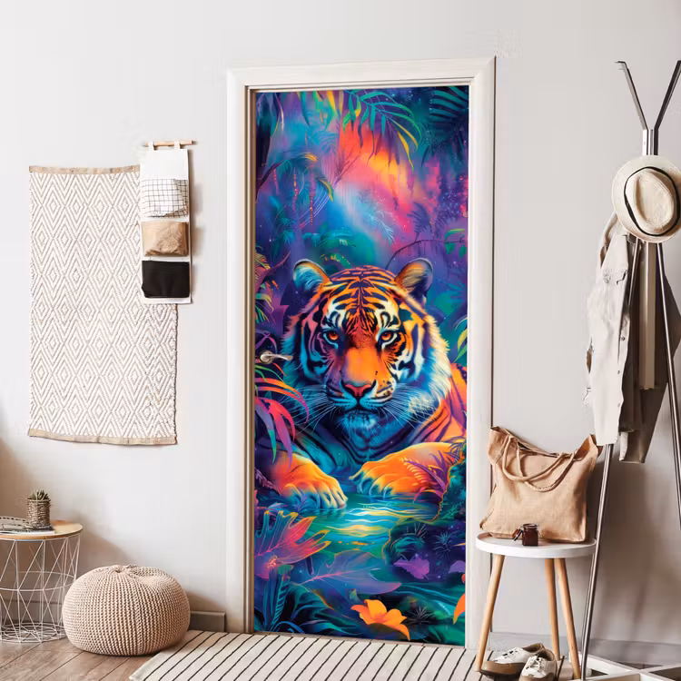 Deursticker - Tijger - Dier - Jungle - Kleurrijk — 8