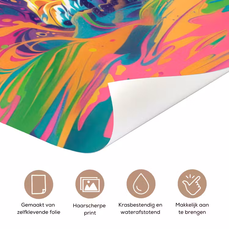 Deursticker - Tijger - Wilde dieren - Kleurrijk - Verflook — 3