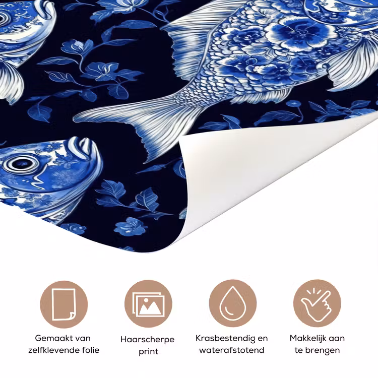 Deursticker - Vissen - Bloemen - Blauw — 3