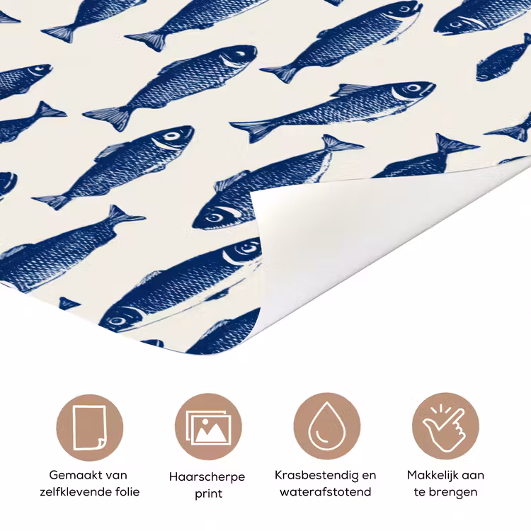 Deursticker - Vissen - Patroon - Blauw - Wit — 3