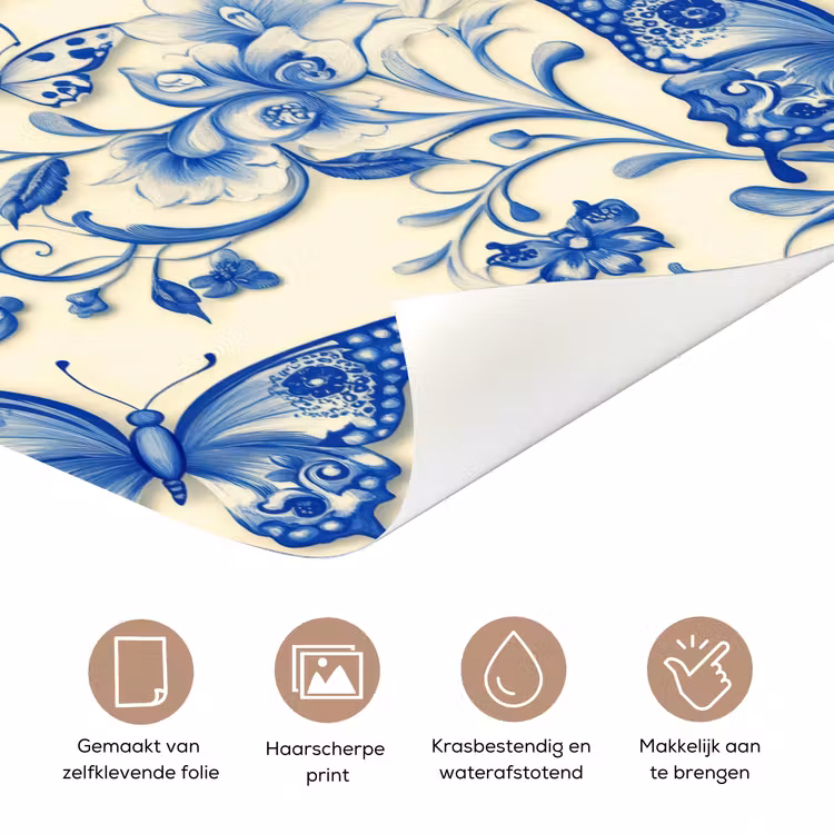 Deursticker - Vlinders - Bloemen - Blauw - Botanisch — 3