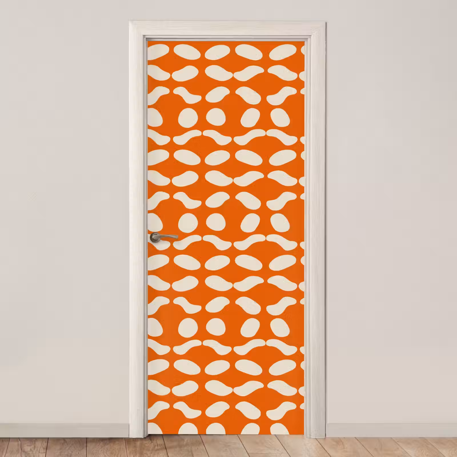 Deursticker - Oranje - Organische vormen - Wit — 1