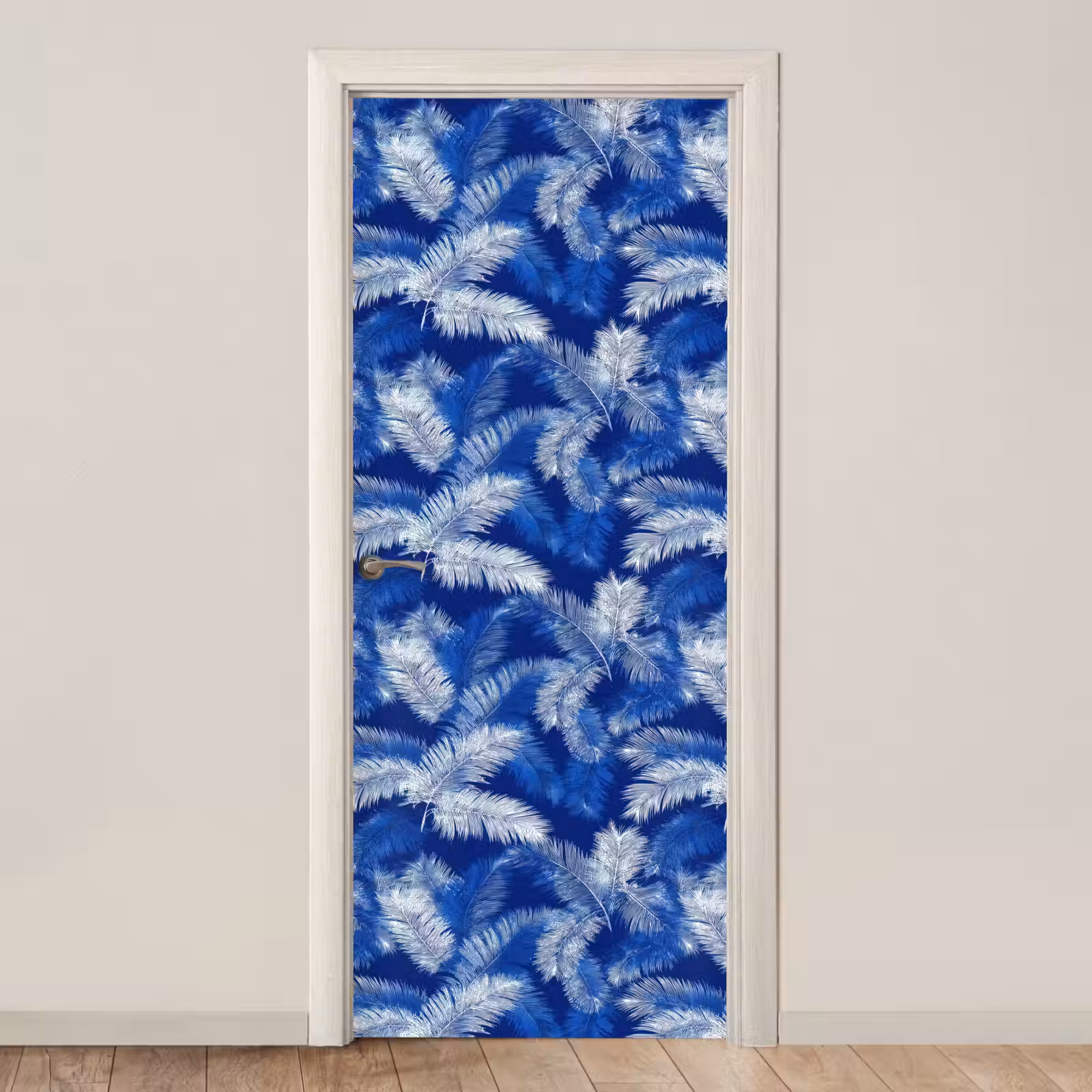 Deursticker - Palmblad - Patroon - Blauw — 1