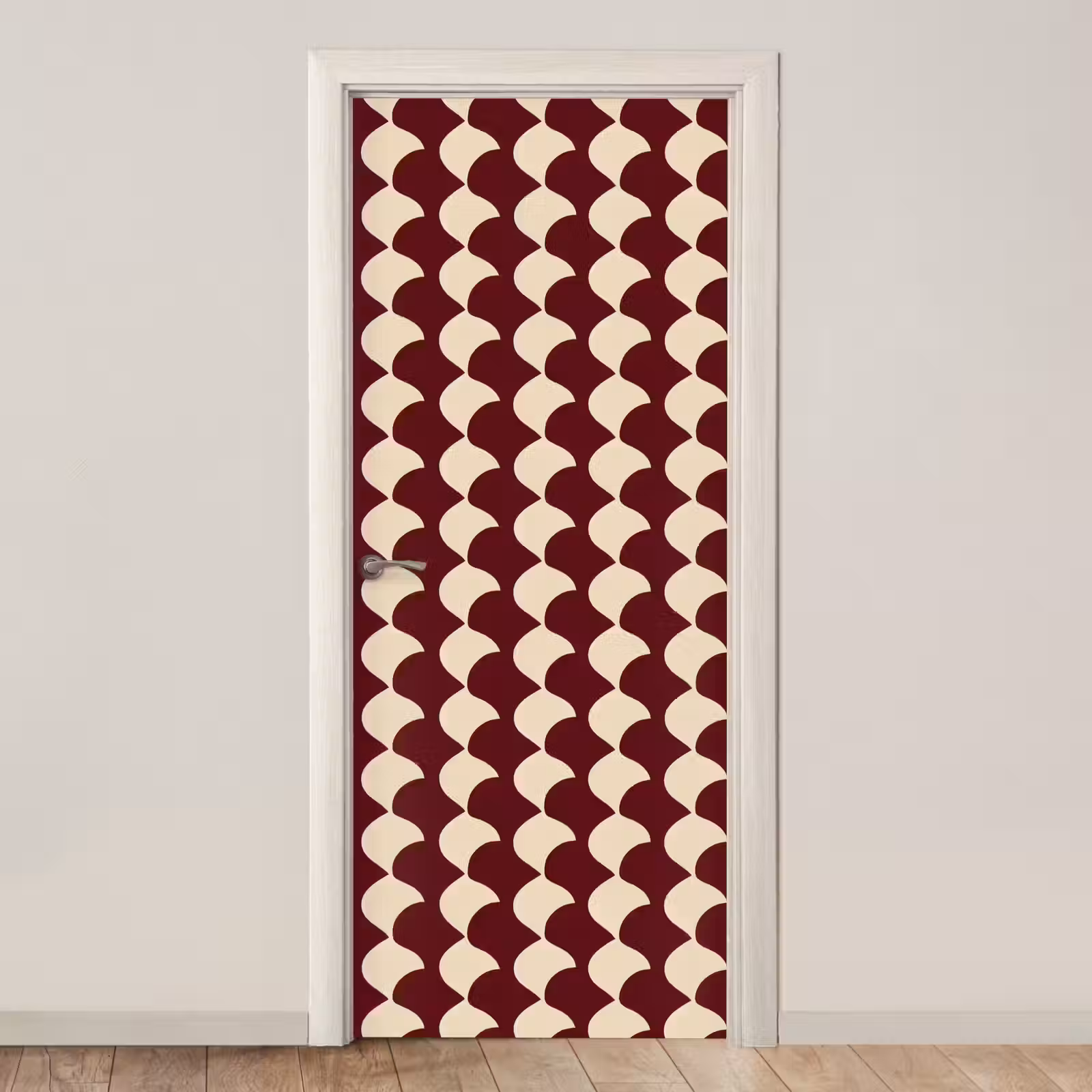 Deursticker - Rood - Tegelpatroon - Crème — 1