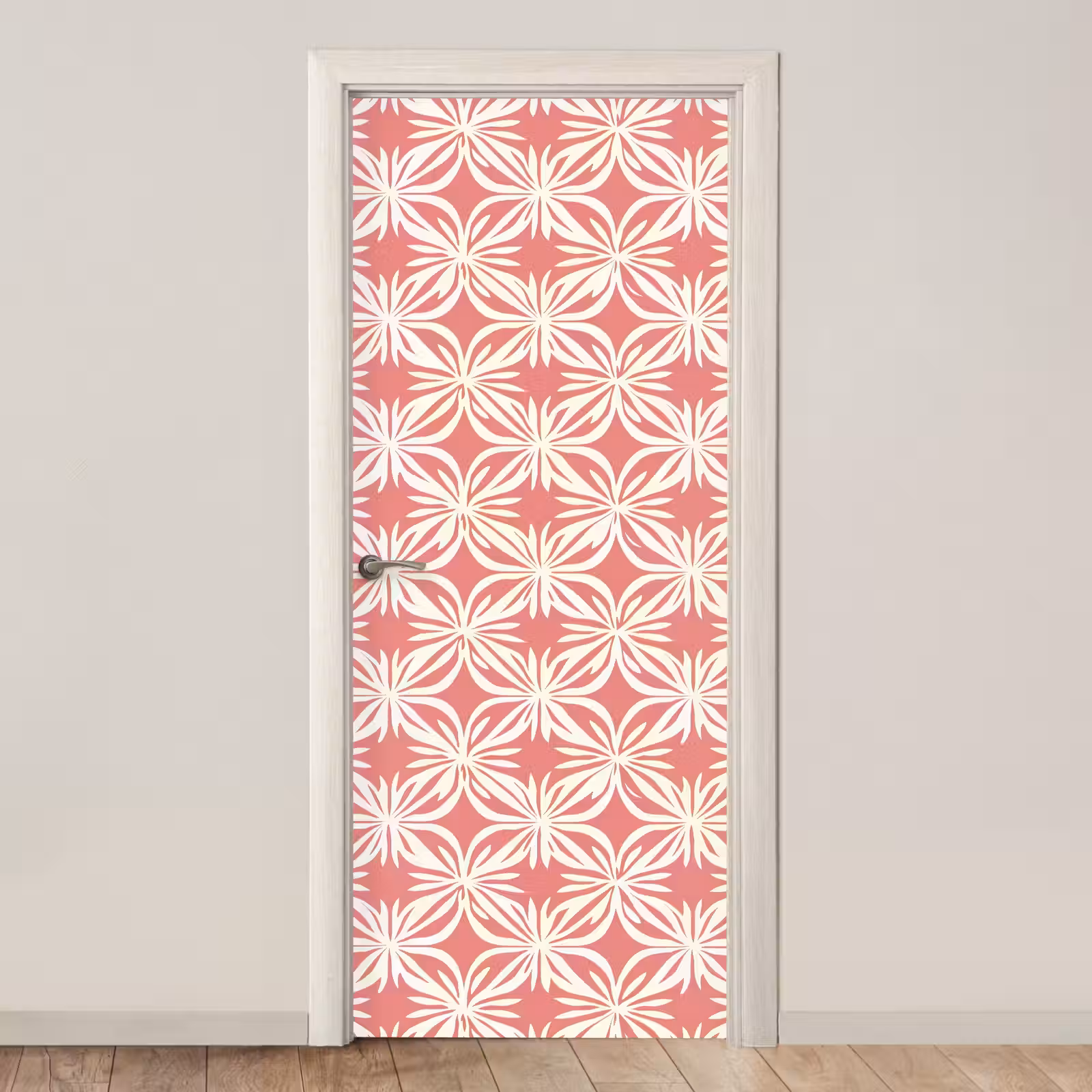 Deursticker - Roze - Bloemenmotief - Wit - Modern — 1
