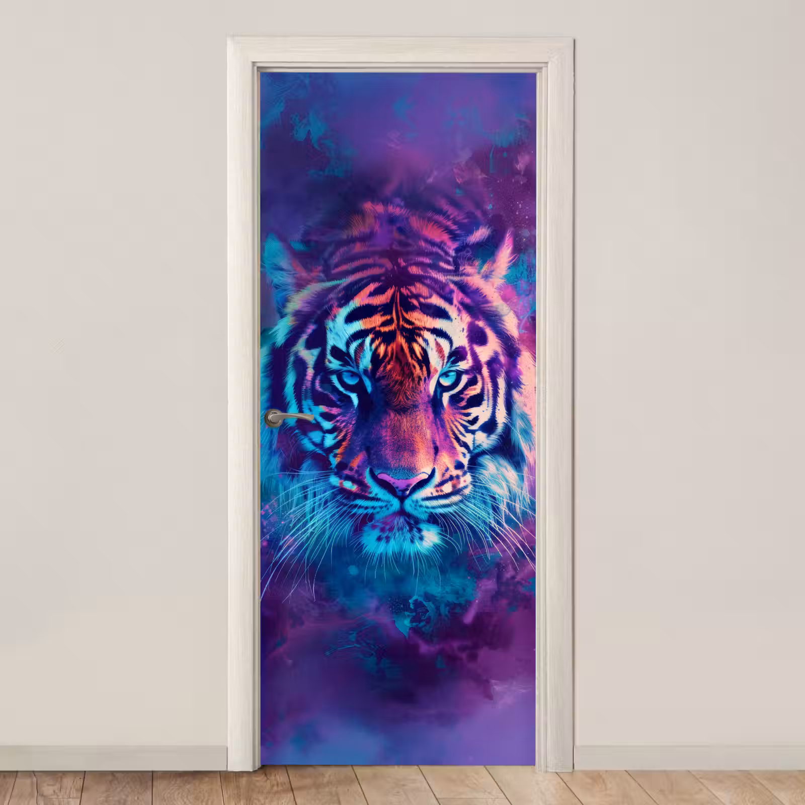 Deursticker - Tijger - Kleurrijk - Rook - Dieren — 1