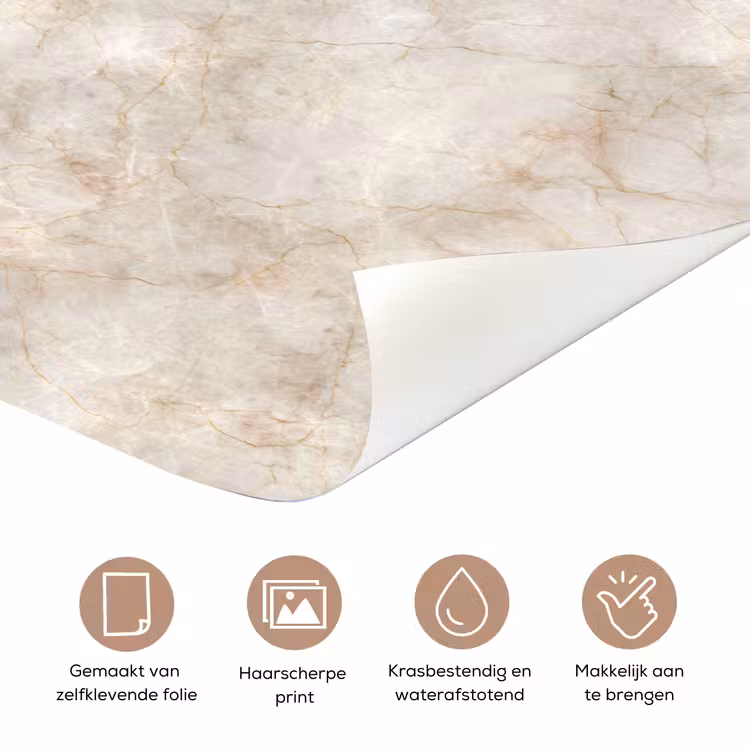 Deursticker - Lichtbeige - Goudbruine Nerven - Marmer — 3