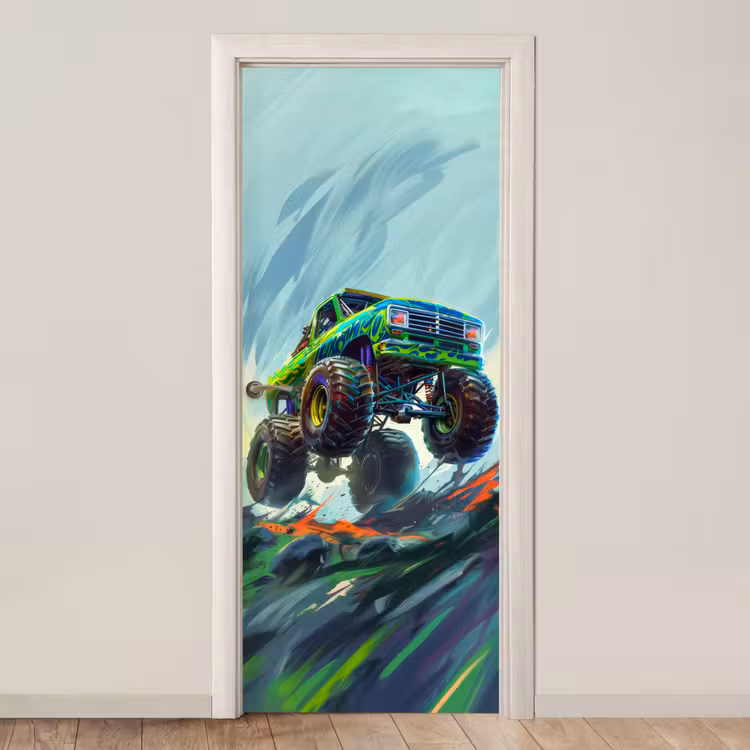 Deursticker - Monstertruck - Auto - Jongens - Groen — 1