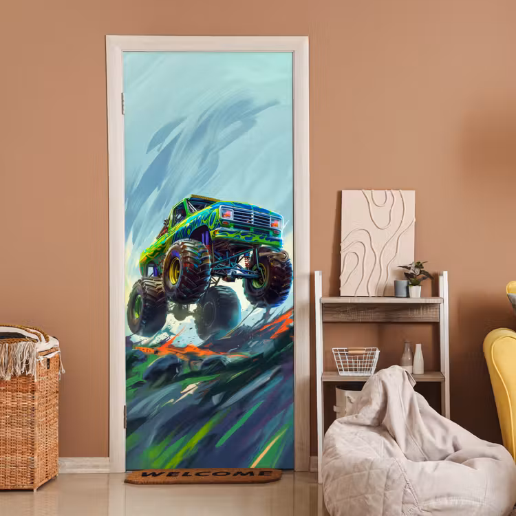 Deursticker - Monstertruck - Auto - Jongens - Groen — 2