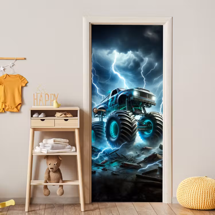 Deursticker - Monstertruck - Bliksem - Blauw - Jongens - Auto — 6