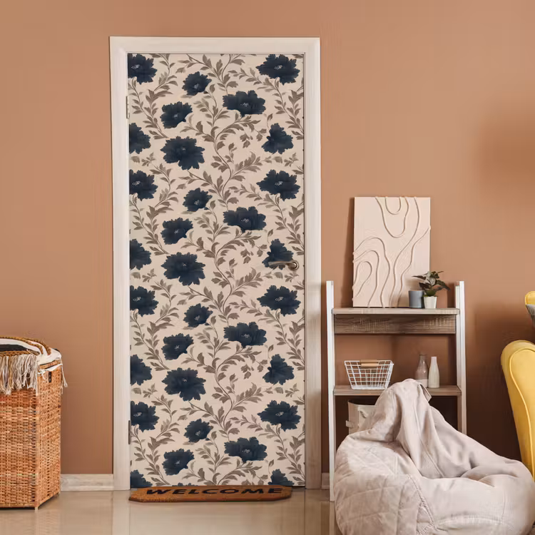 Deursticker - Motief - Bloemen - Zwart - Beige — 2
