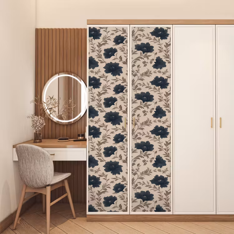 Deursticker - Motief - Bloemen - Zwart - Beige — 5