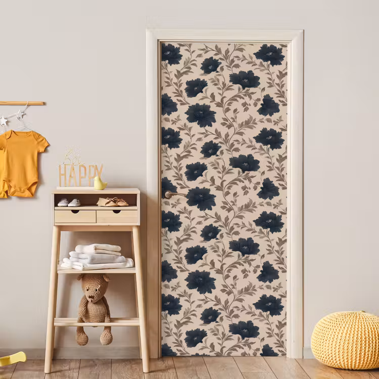 Deursticker - Motief - Bloemen - Zwart - Beige — 6