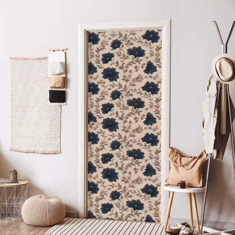 Deursticker - Motief - Bloemen - Zwart - Beige — 8