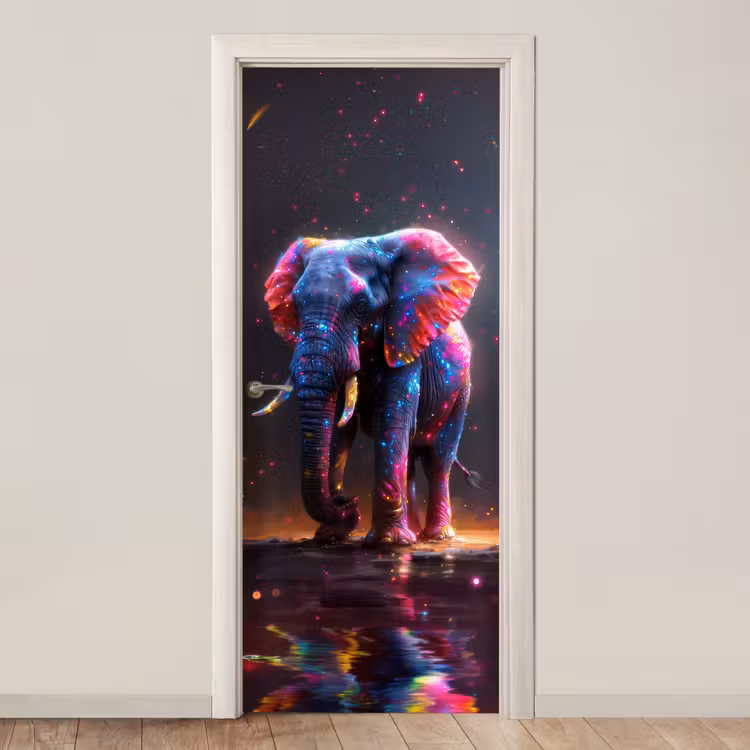 Deursticker - Olifant - Kleuren - Sterren - Dier — 1