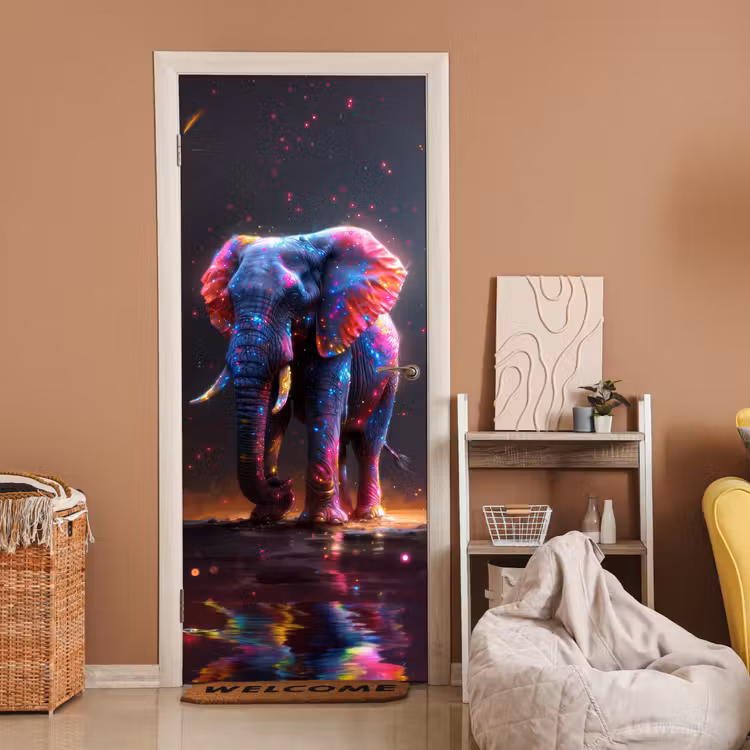 Deursticker - Olifant - Kleuren - Sterren - Dier — 2
