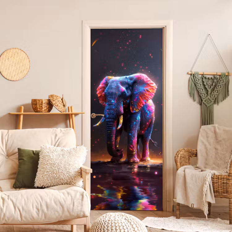 Deursticker - Olifant - Kleuren - Sterren - Dier — 4