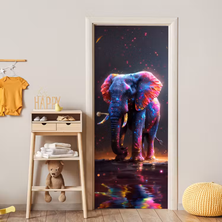 Deursticker - Olifant - Kleuren - Sterren - Dier — 6