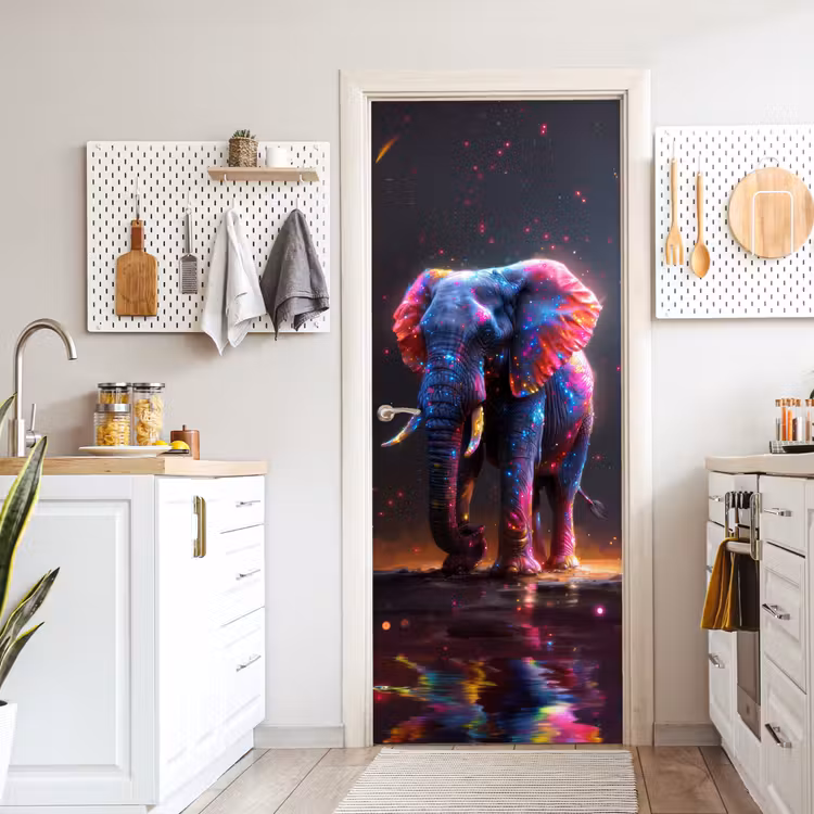 Deursticker - Olifant - Kleuren - Sterren - Dier — 7