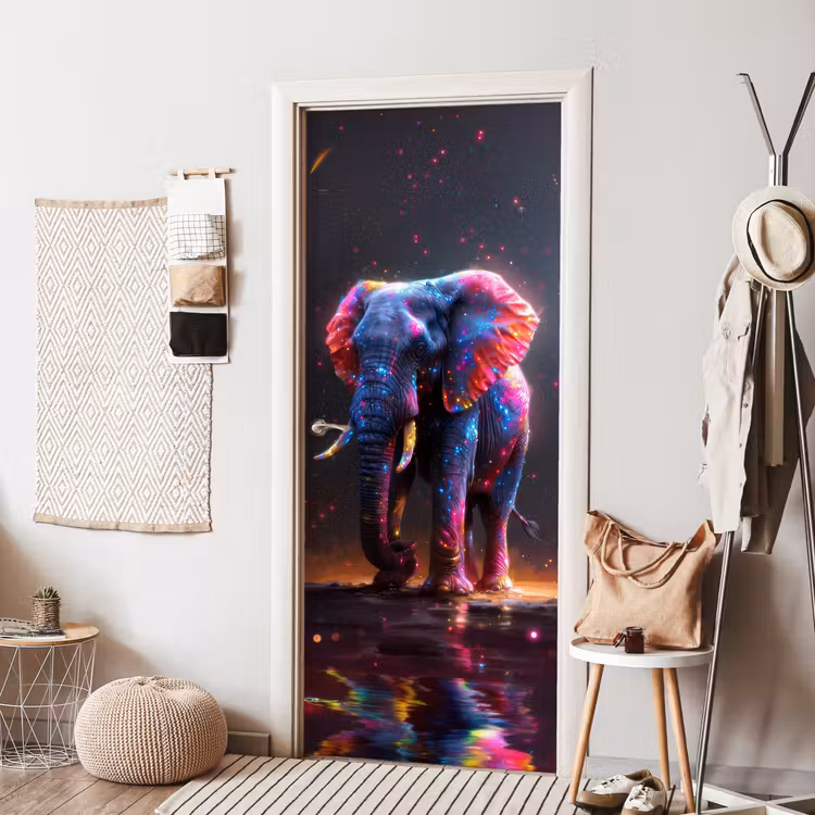 Deursticker - Olifant - Kleuren - Sterren - Dier — 8
