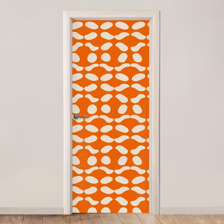 Deursticker - Oranje - Organische vormen - Wit — 1