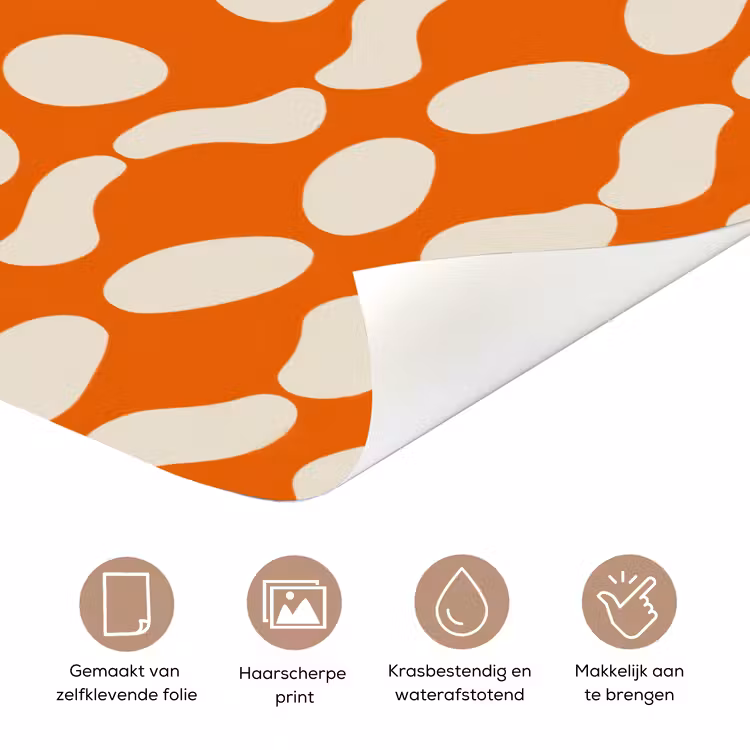 Deursticker - Oranje - Organische vormen - Wit — 3