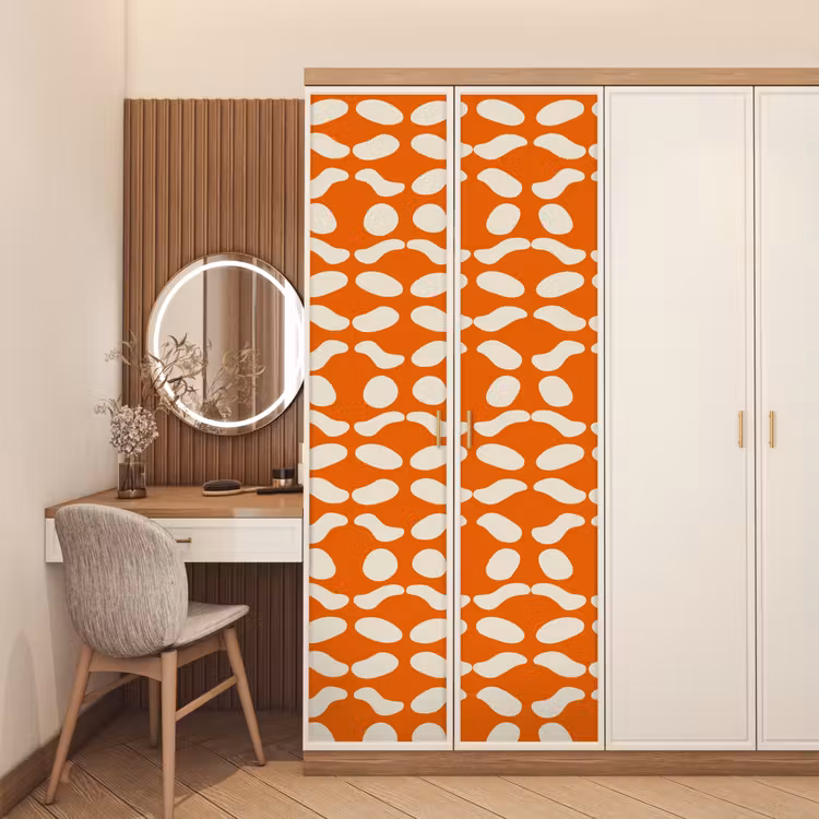 Deursticker - Oranje - Organische vormen - Wit — 5