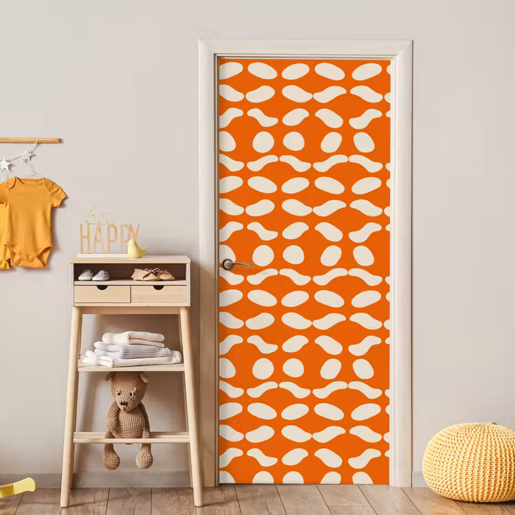 Deursticker - Oranje - Organische vormen - Wit — 6