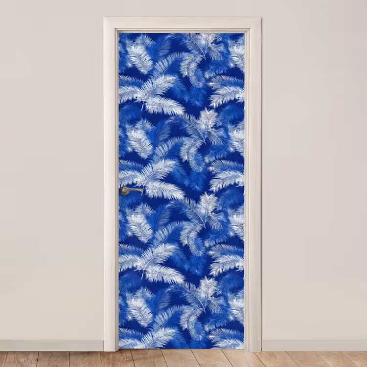 Deursticker - Palmblad - Patroon - Blauw — 1