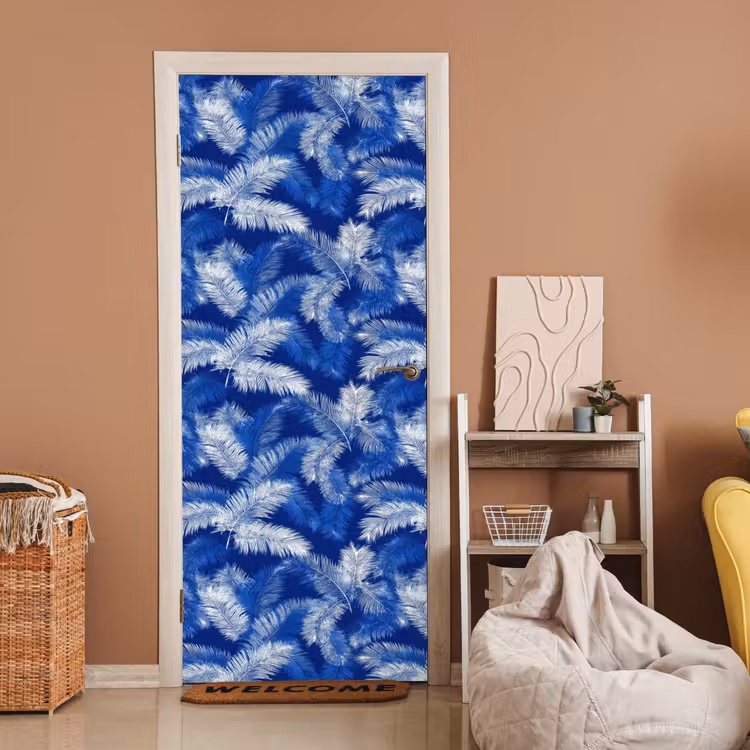 Deursticker - Palmblad - Patroon - Blauw — 2