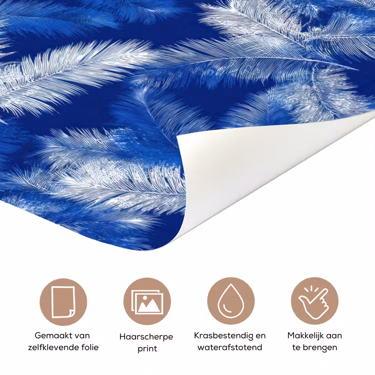 Deursticker - Palmblad - Patroon - Blauw — 3