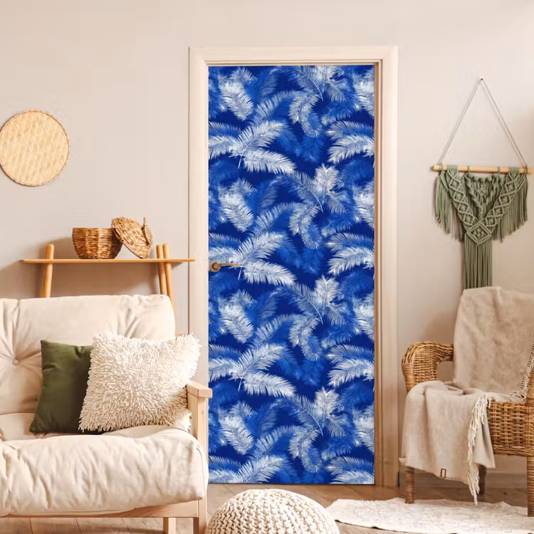 Deursticker - Palmblad - Patroon - Blauw — 4